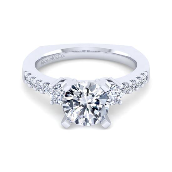 Gabriel - 14K White Gold Round Diamond Engagement Ring