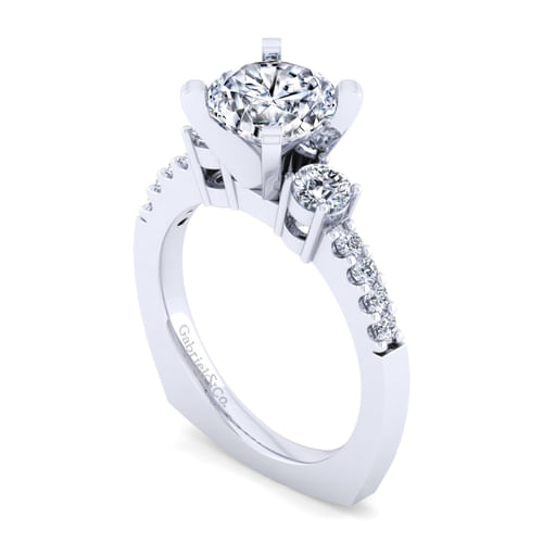 14K White Gold Round Diamond Engagement Ring