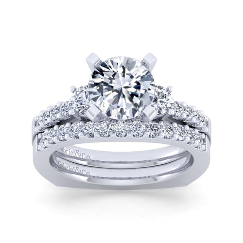 14K White Gold Round Diamond Engagement Ring