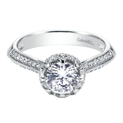 14K White Gold Round Diamond Engagement Ring