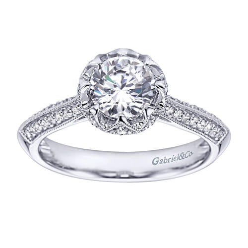 14K White Gold Round Diamond Engagement Ring