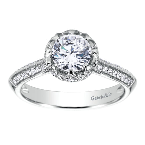 14K White Gold Round Diamond Engagement Ring