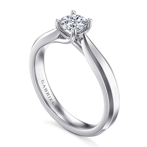 14K White Gold Round Diamond Engagement Ring
