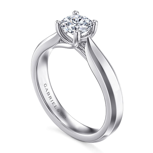14K White Gold Round Diamond Engagement Ring
