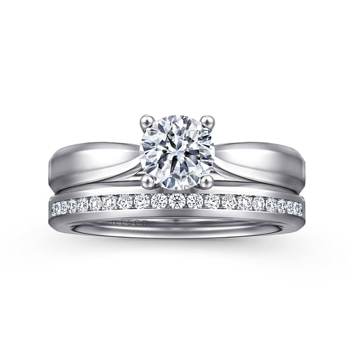 14K White Gold Round Diamond Engagement Ring