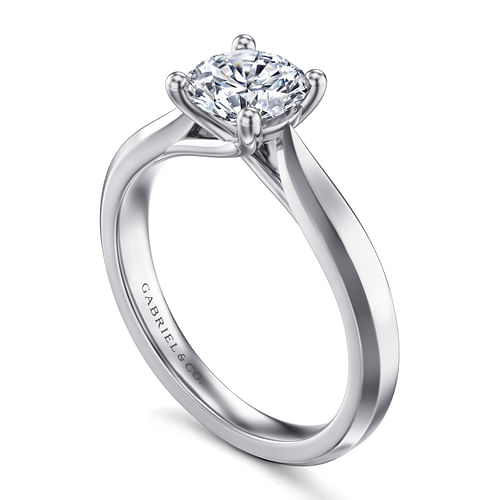 14K White Gold Round Diamond Engagement Ring