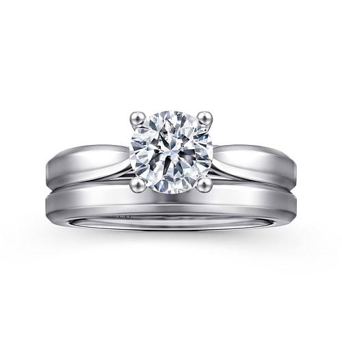 14K White Gold Round Diamond Engagement Ring