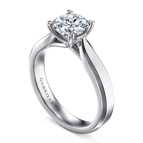 14K White Gold Round Diamond Engagement Ring