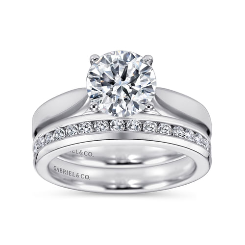 14K White Gold Round Diamond Engagement Ring