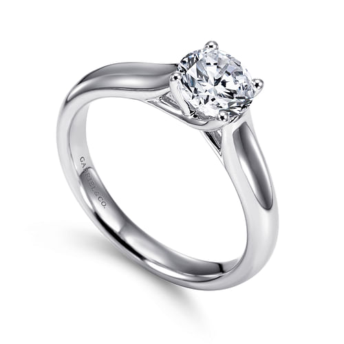 14K White Gold Round Diamond Engagement Ring