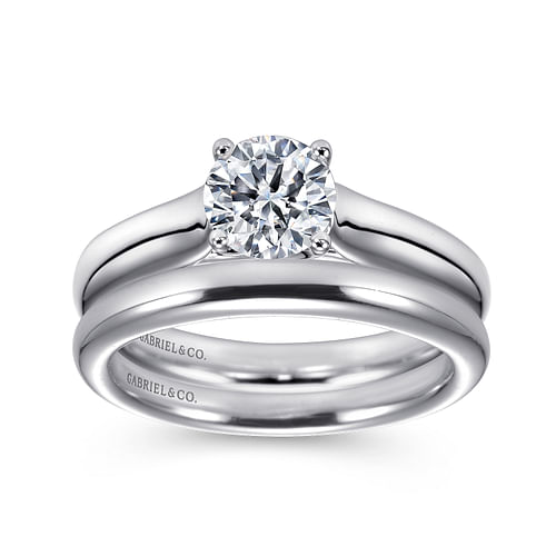 14K White Gold Round Diamond Engagement Ring