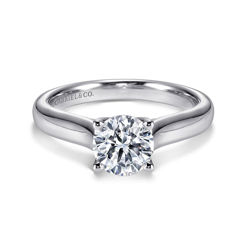 14K White Gold Round Diamond Engagement Ring