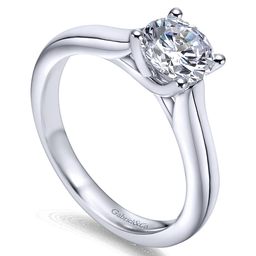 14K White Gold Round Diamond Engagement Ring