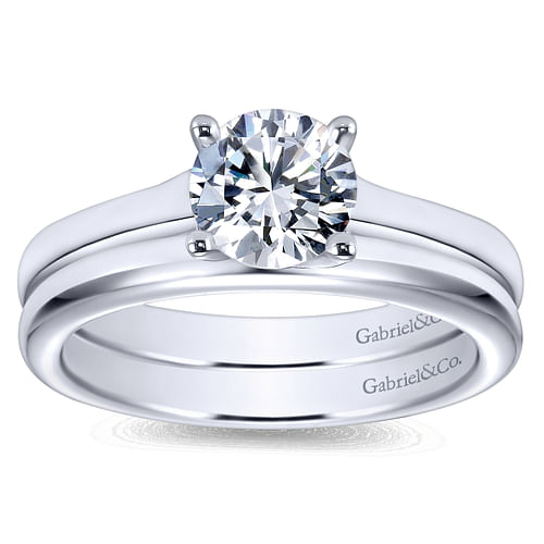 14K White Gold Round Diamond Engagement Ring