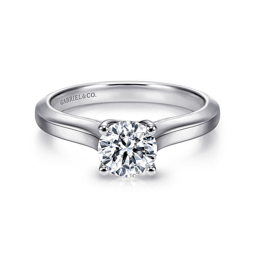 14K White Gold Round Diamond Engagement Ring