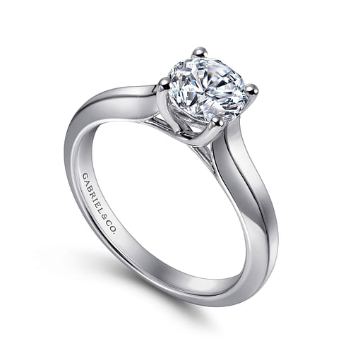 14K White Gold Round Diamond Engagement Ring