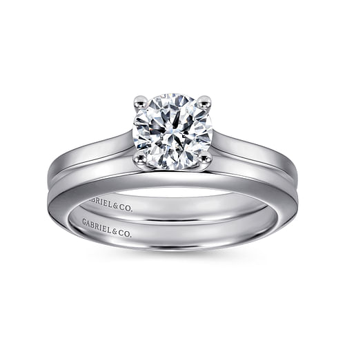 14K White Gold Round Diamond Engagement Ring