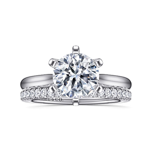 14K White Gold Round Diamond Engagement Ring