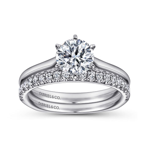 14K White Gold Round Diamond Engagement Ring