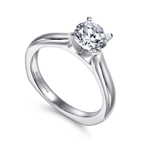 14K White Gold Round Diamond Engagement Ring
