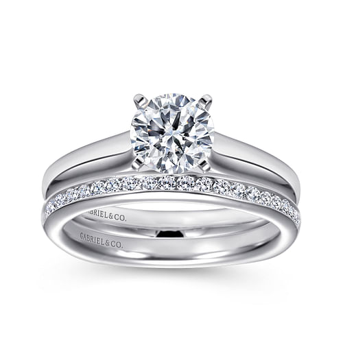 14K White Gold Round Diamond Engagement Ring