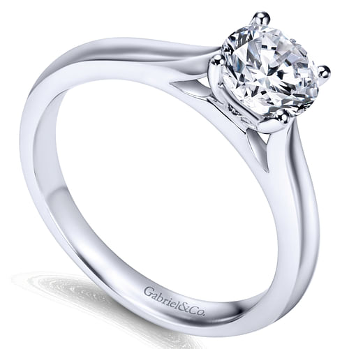 14K White Gold Round Diamond Engagement Ring