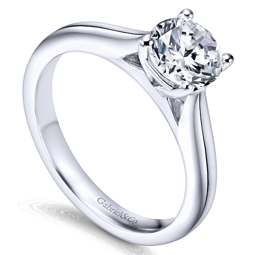 14K White Gold Round Diamond Engagement Ring