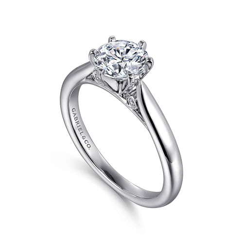 14K White Gold Round Diamond Engagement Ring