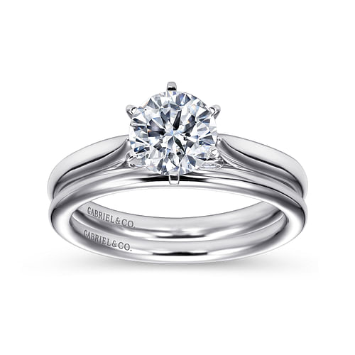 14K White Gold Round Diamond Engagement Ring