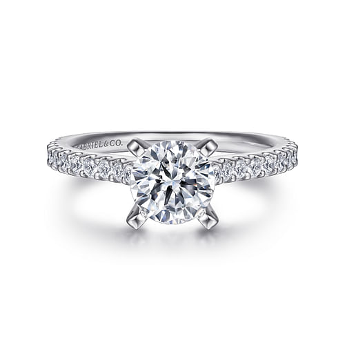 14K White Gold Round Diamond Engagement Ring