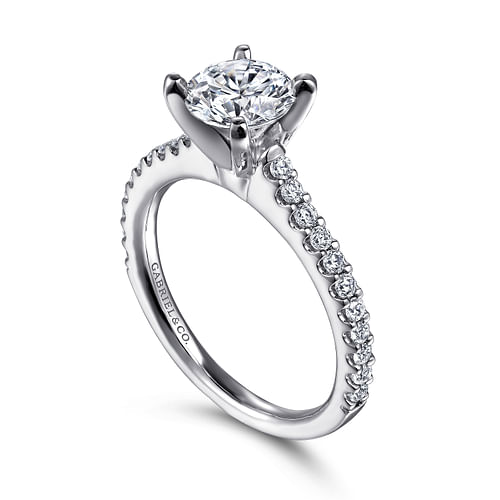 14K White Gold Round Diamond Engagement Ring