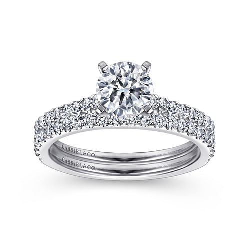 14K White Gold Round Diamond Engagement Ring