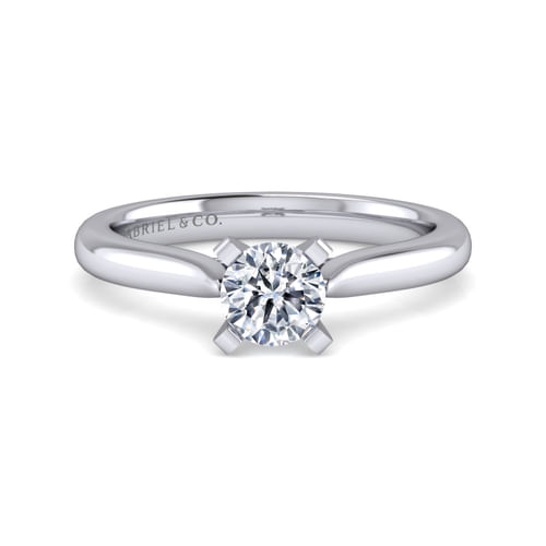 14K White Gold Round Diamond Engagement Ring