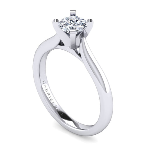 14K White Gold Round Diamond Engagement Ring