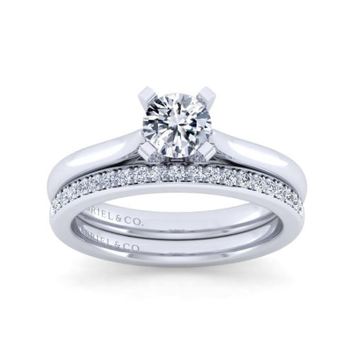 14K White Gold Round Diamond Engagement Ring