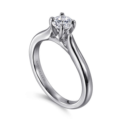 14K White Gold Round Diamond Engagement Ring