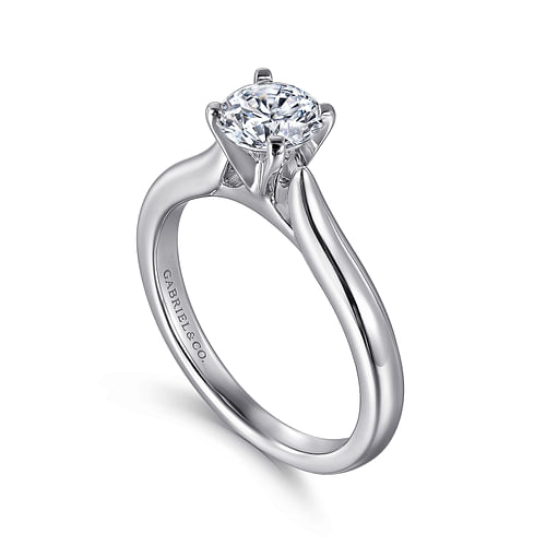 14K White Gold Round Diamond Engagement Ring