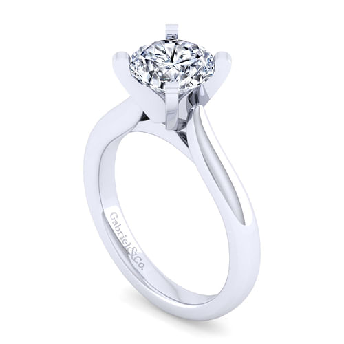 14K White Gold Round Diamond Engagement Ring