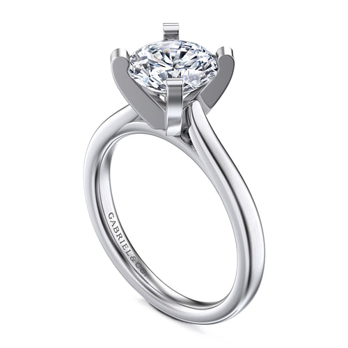 14K White Gold Round Diamond Engagement Ring