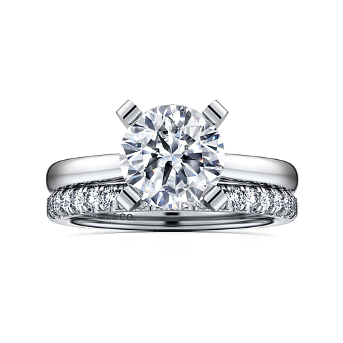 14K White Gold Round Diamond Engagement Ring