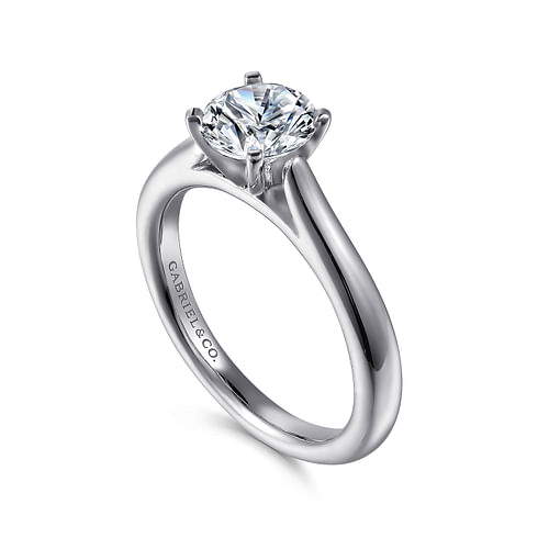 14K White Gold Round Diamond Engagement Ring