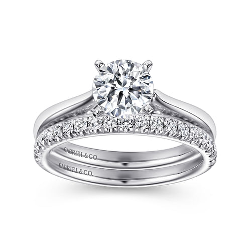 14K White Gold Round Diamond Engagement Ring