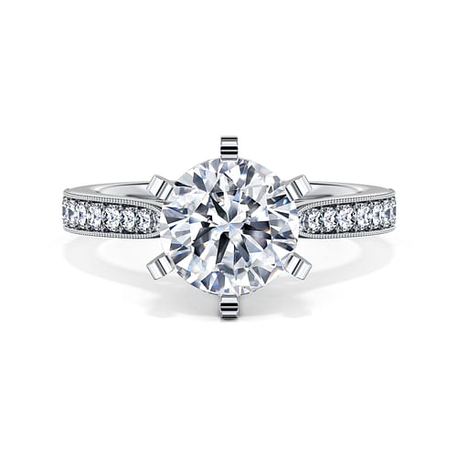 14K White Gold Round Diamond Engagement Ring