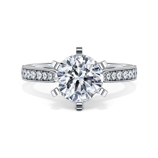 Gabriel - 14K White Gold Round Diamond Engagement Ring