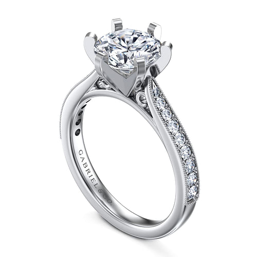 14K White Gold Round Diamond Engagement Ring