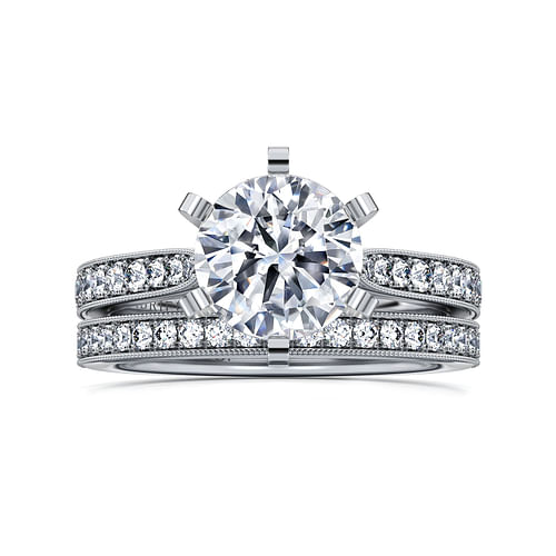 14K White Gold Round Diamond Engagement Ring