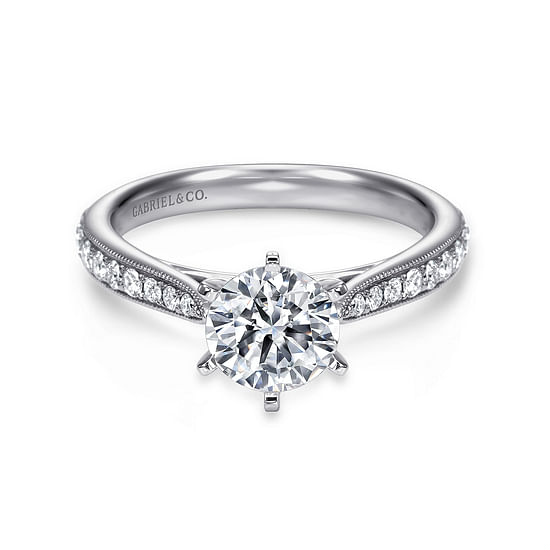 Gabriel - 14K White Gold Round Diamond Engagement Ring