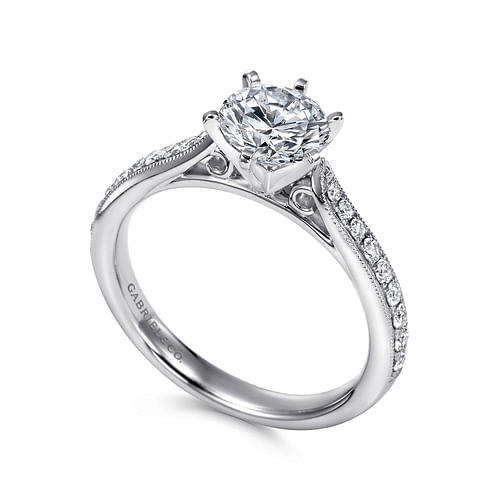 14K White Gold Round Diamond Engagement Ring