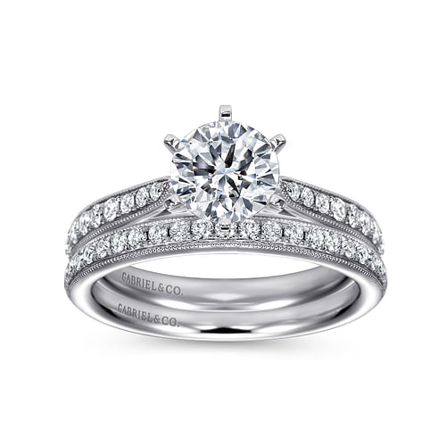 14K White Gold Round Diamond Engagement Ring