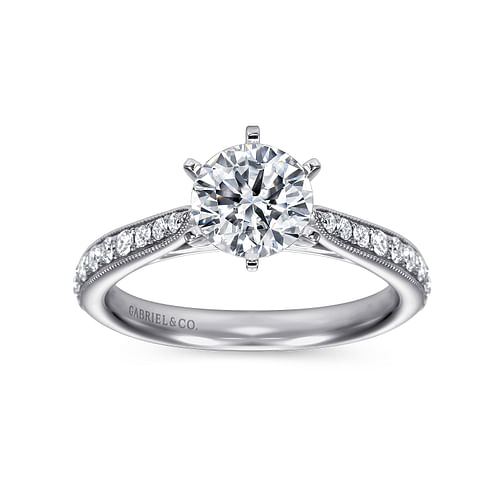 14K White Gold Round Diamond Engagement Ring